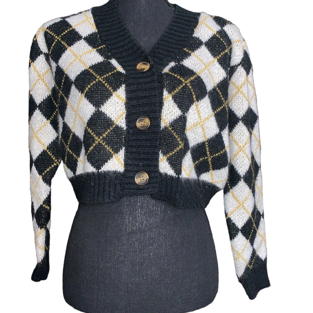 Shein plaid cropped sweater size small